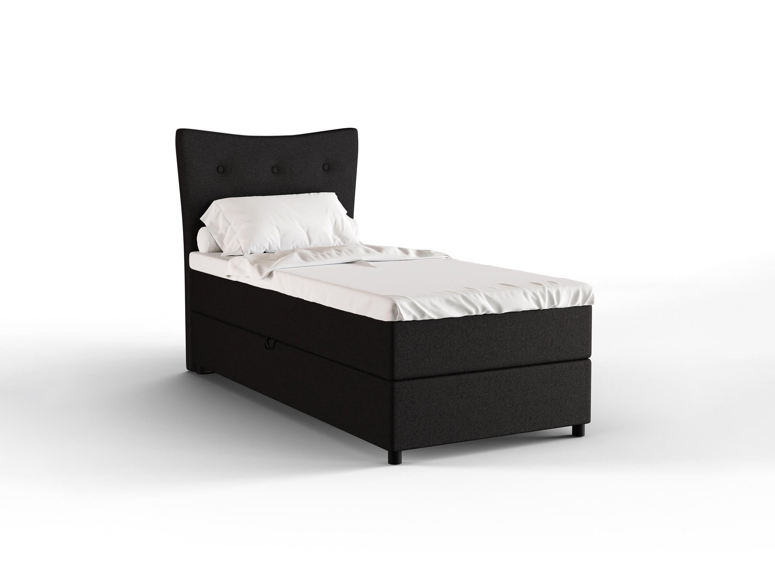 BOXBETT Nevada 90x200 cm Polsterbett mit hochwertiger Bonell-Matratze und Topper - Anthrazit - Dunkelgrau, Holz (90/200cm) - Panda Möbel