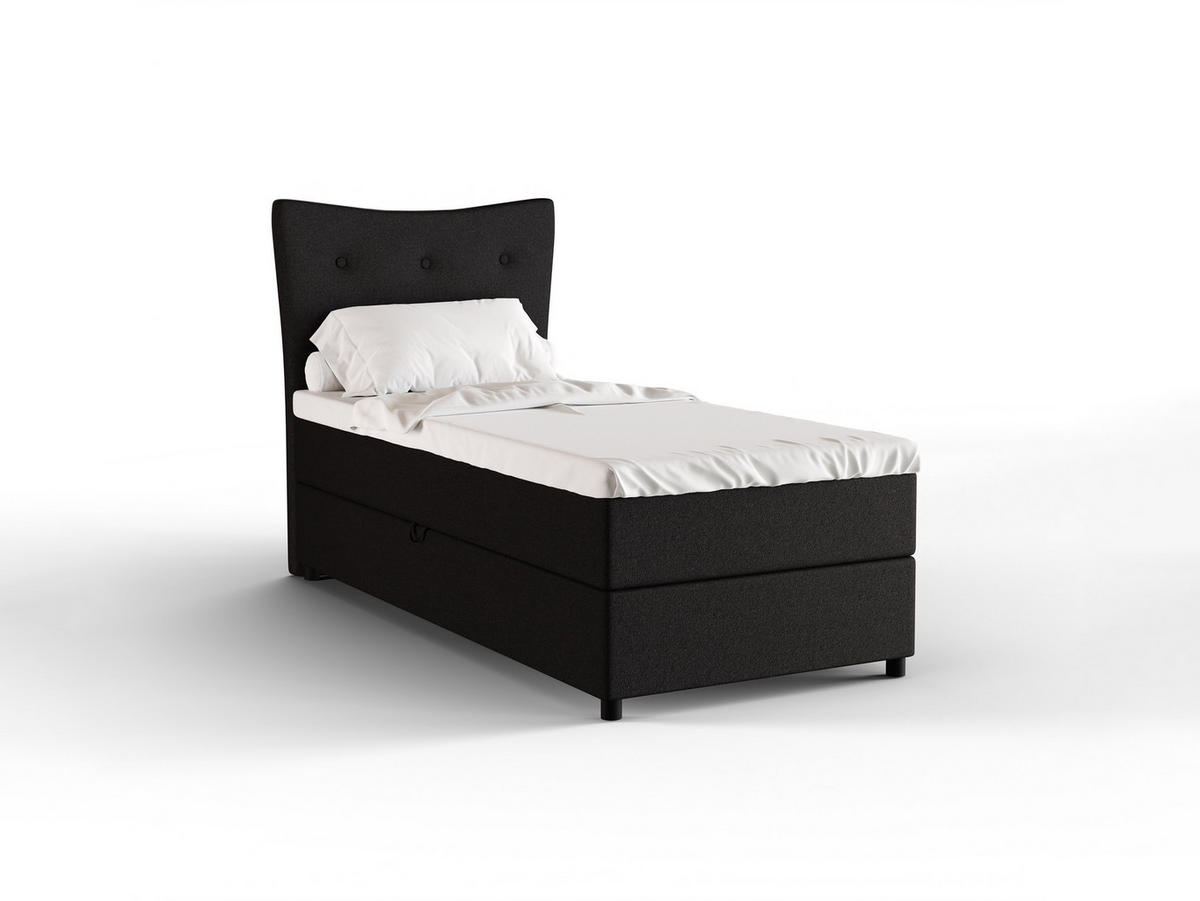 BOXBETT Nevada 90x200 cm Polsterbett mit hochwertiger Bonell-Matratze und Topper - Anthrazit - Dunkelgrau, Holz (90/200cm) - Panda Möbel
