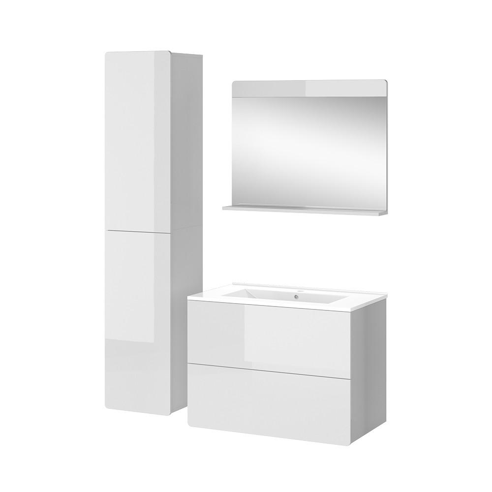 BADMÖBEL-SET Izan Weiß 4 Teile mit Hochschrank - Weiß, Holzwerkstoff (80/59.3/46cm) - Vicco