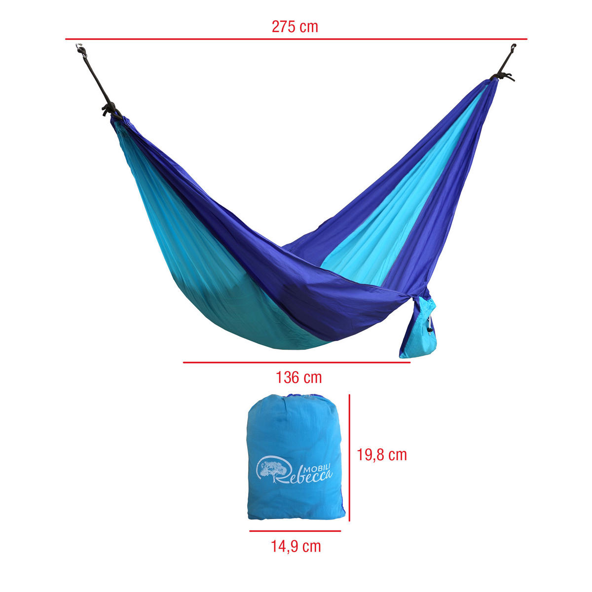 HÄNGEMATTE Blau 136/275/1 cm - Blau, Kunststoff (136/1/275cm) - Mobili Rebecca