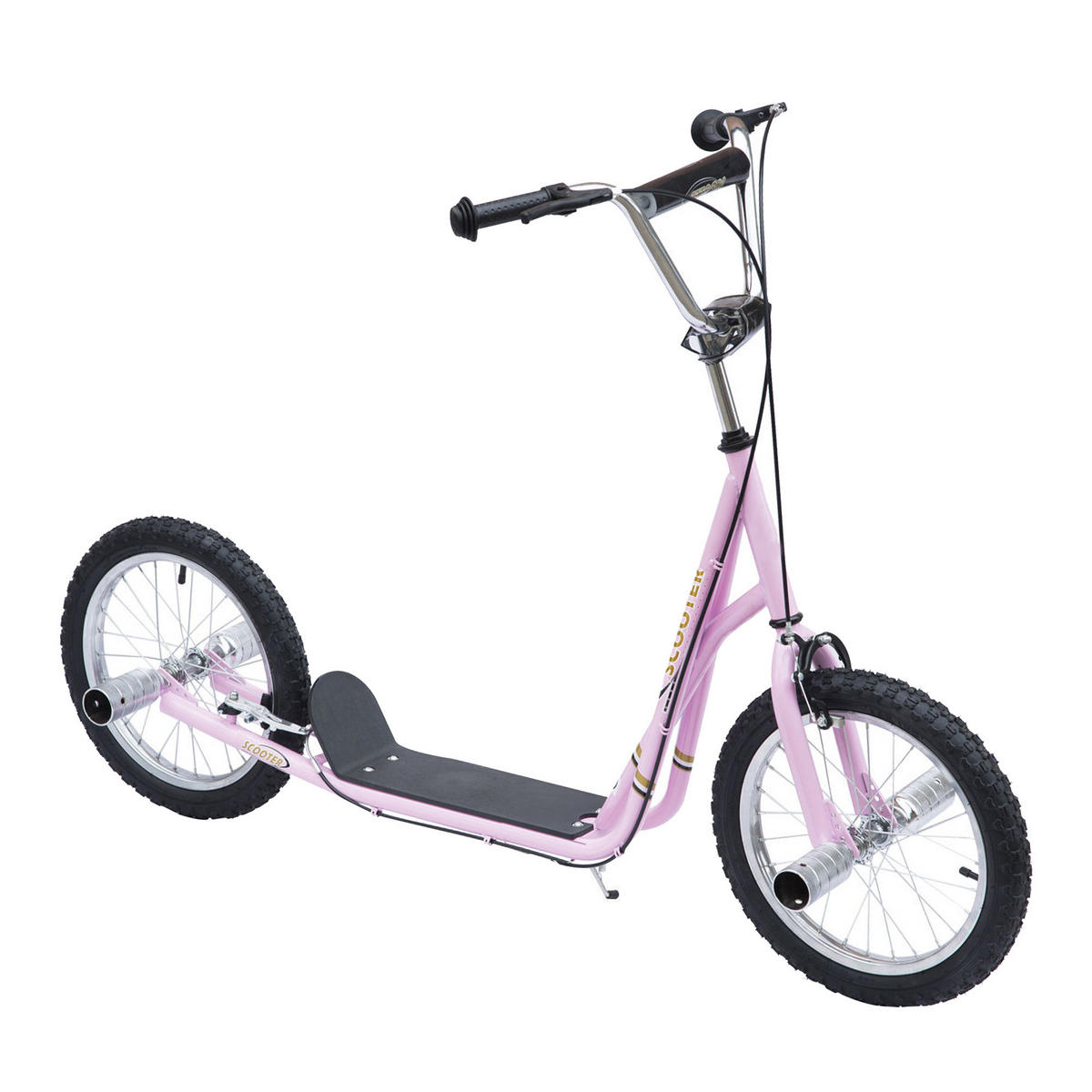 KINDERSCOOTER DE-16934 Große Luftreifen 41 cm mit Pegs Rosa - Pink, Metall (143/58/100cm) - ComfortXL