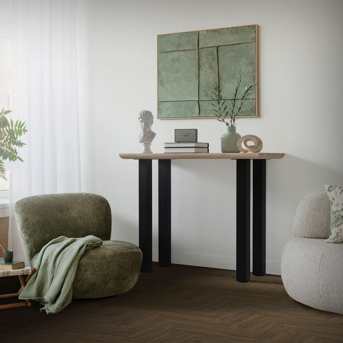 TISCHBEINE 4er Set I-Design H:90 cm Schwarz 8x8 cm - Schwarz, Metall (8/90/8cm) - ML-DESIGN