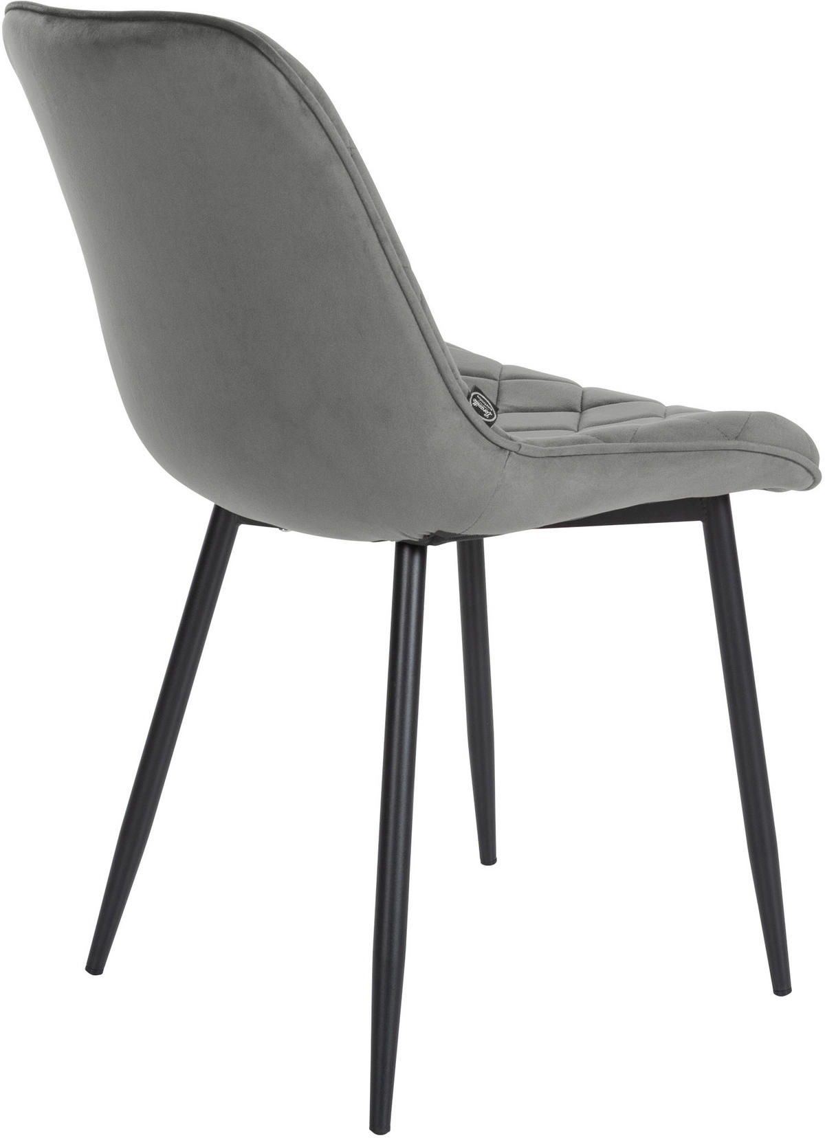STUHL 4er Set Samt grau - Schwarz/Grau, Textil/Metall (53/82/60cm) - CLP