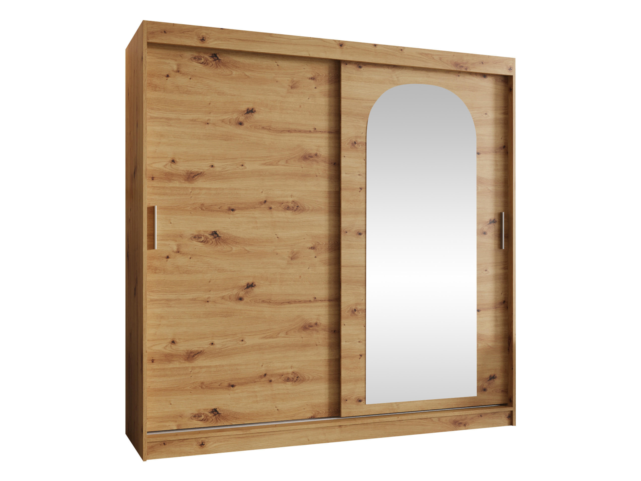 SCHWEBETÜRENSCHRANK Selfie 200 cm mit Schubladen - Silberfarben/Eiche Artisan, Holzwerkstoff/Kunststoff (200/200/62cm) - MIRJAN24