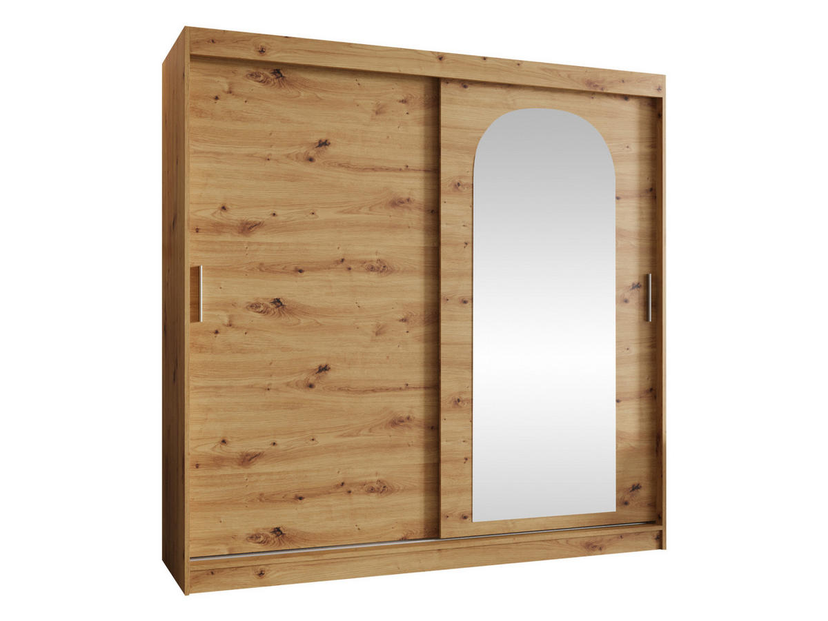 SCHWEBETÜRENSCHRANK Selfie 200 cm mit Schubladen - Silberfarben/Eiche Artisan, Holzwerkstoff/Kunststoff (200/200/62cm) - MIRJAN24