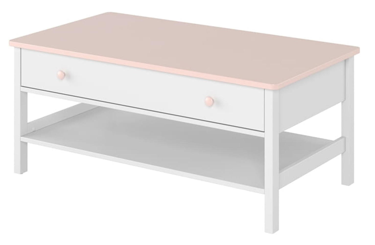 KINDERTISCH LUNA 15 - Weiß/Rosa, Holzwerkstoff (110/47/60cm) - Meblini