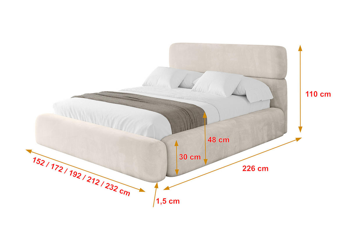 POLSTERBETT mit Bettkasten und Lattenrost, Bett mit Matratze H3/H4 - ENORA 120x200 Beige - Beige, Holzwerkstoff/Textil (120/200cm) - ALTDECOR