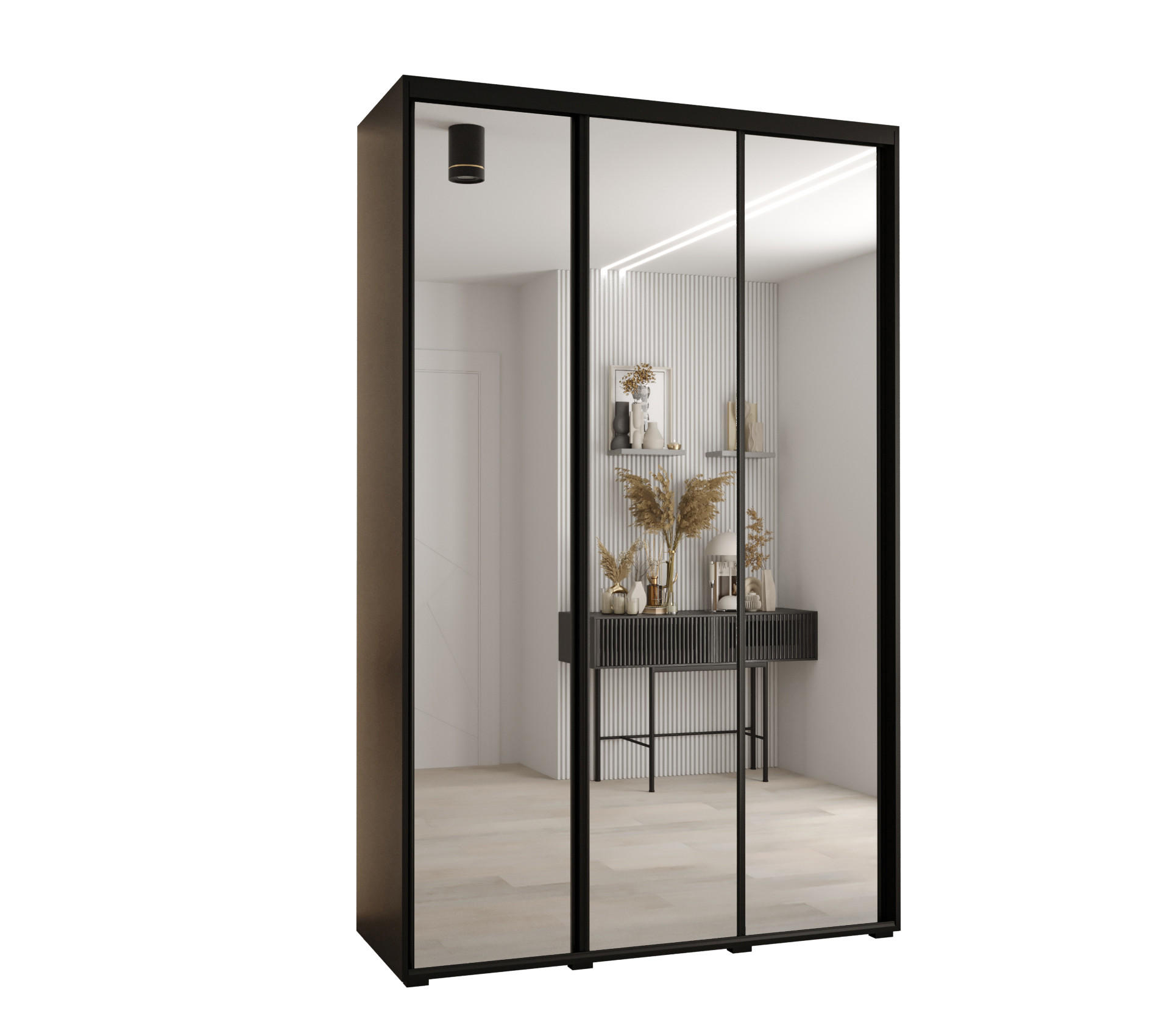 Abiks Möbel Schwebetürenschrank Schwarz, Schwarz, Schwarz 160x235x60 cm