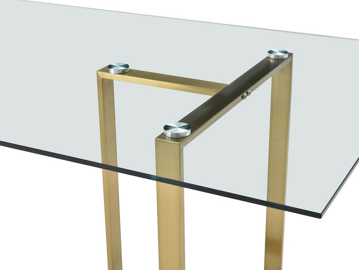 ESSTISCH für 6 Personen - Sicherheitsglas & Edelstahl - Transparent & Goldfarben - NILESA II - Transparent/Goldfarben, Glas (180/90/75cm) - Pascal Morabito