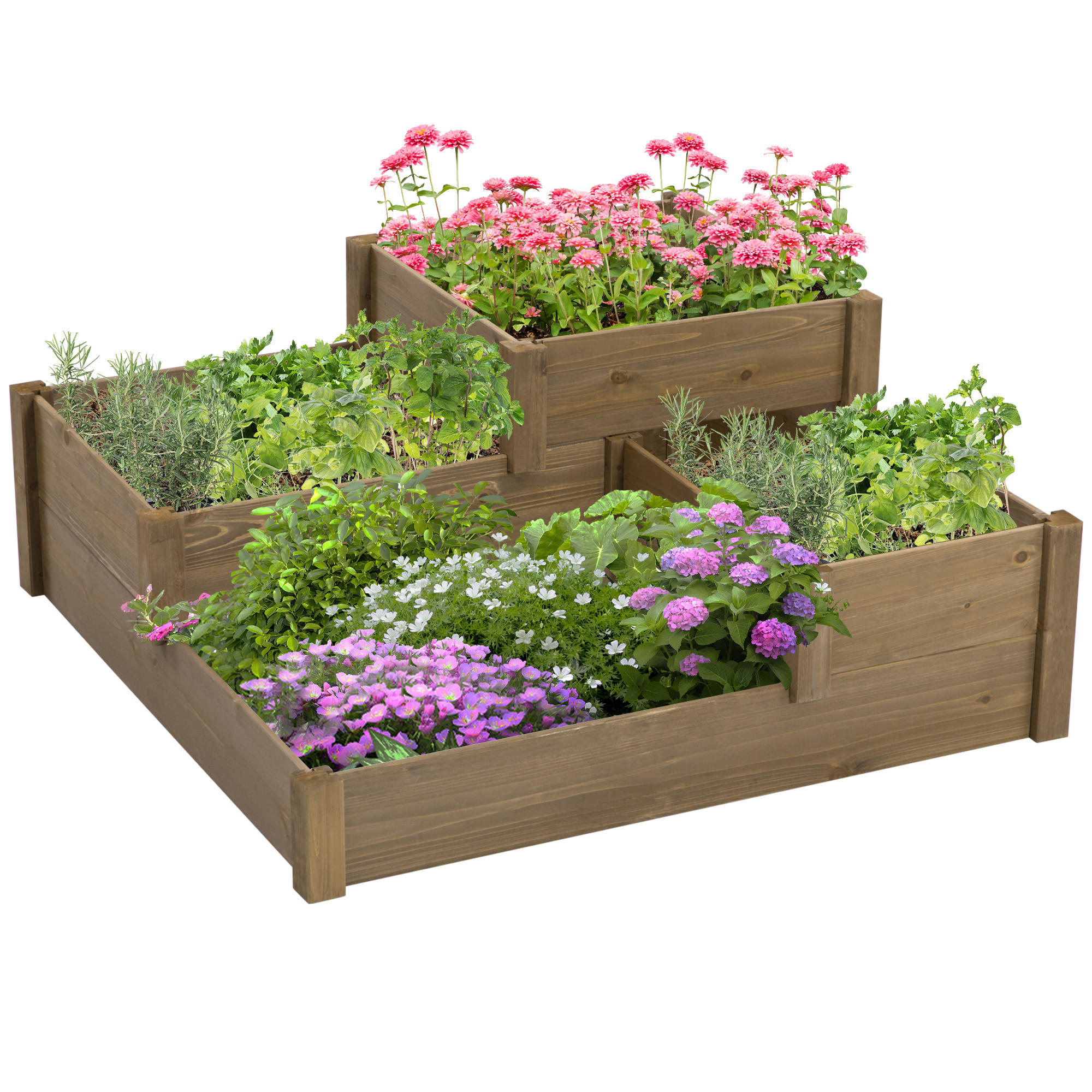 HOCHBEET, Braun - Braun, Holz (122/51/122cm) - Outsunny