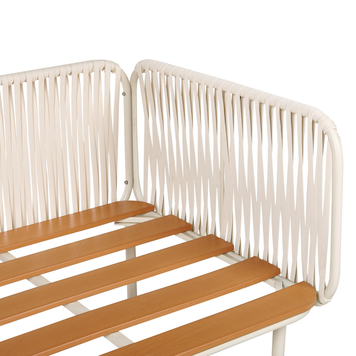 GARTENSOFA 3-Sitzer Grau Senise - Hellbraun/Weiß, Metall (225/85/60cm) - Beliani