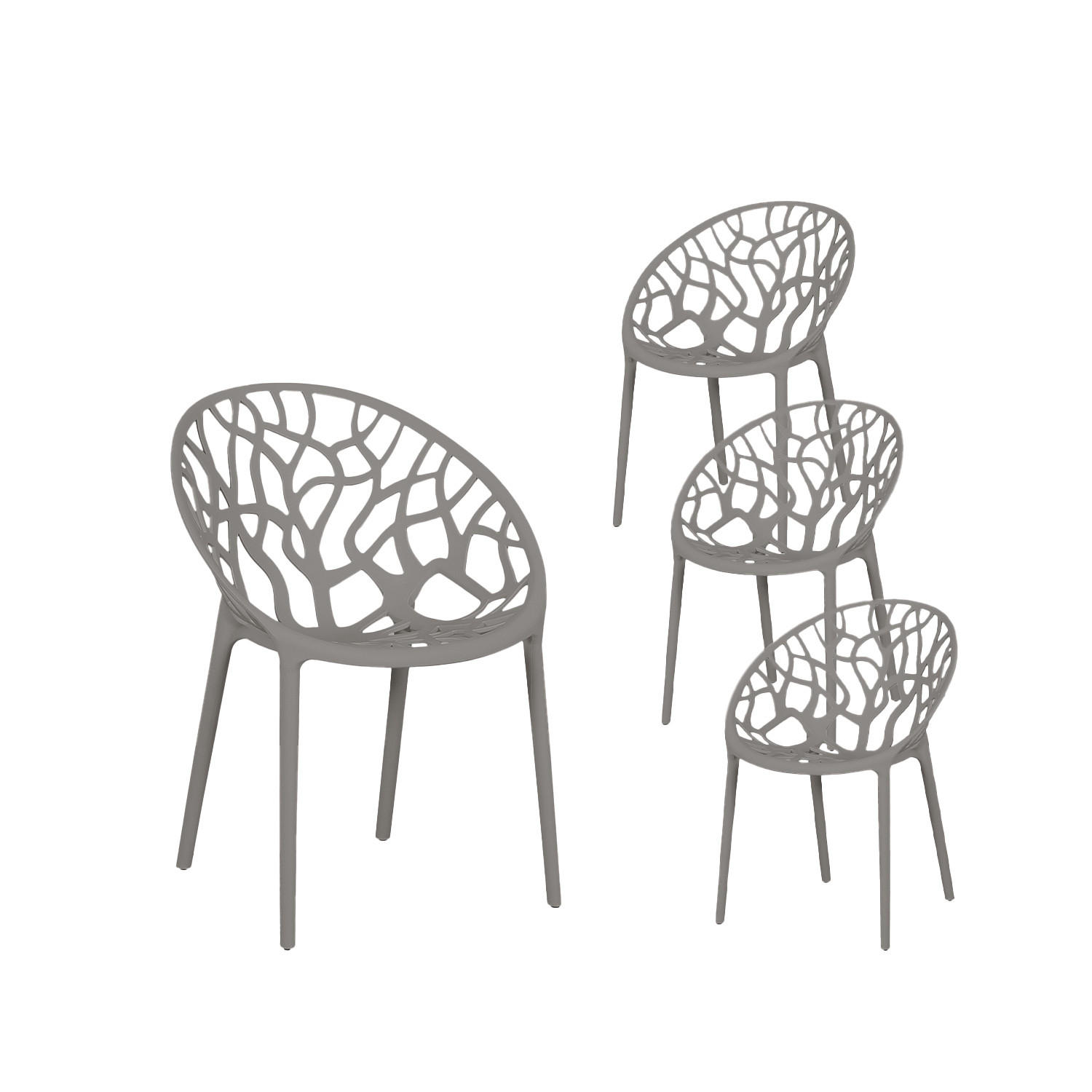 GARTENSTUHL Rhona Grau 52 cm x 79 cm 4er-Set - Grau, Kunststoff (52/79/60cm) - Klast Home