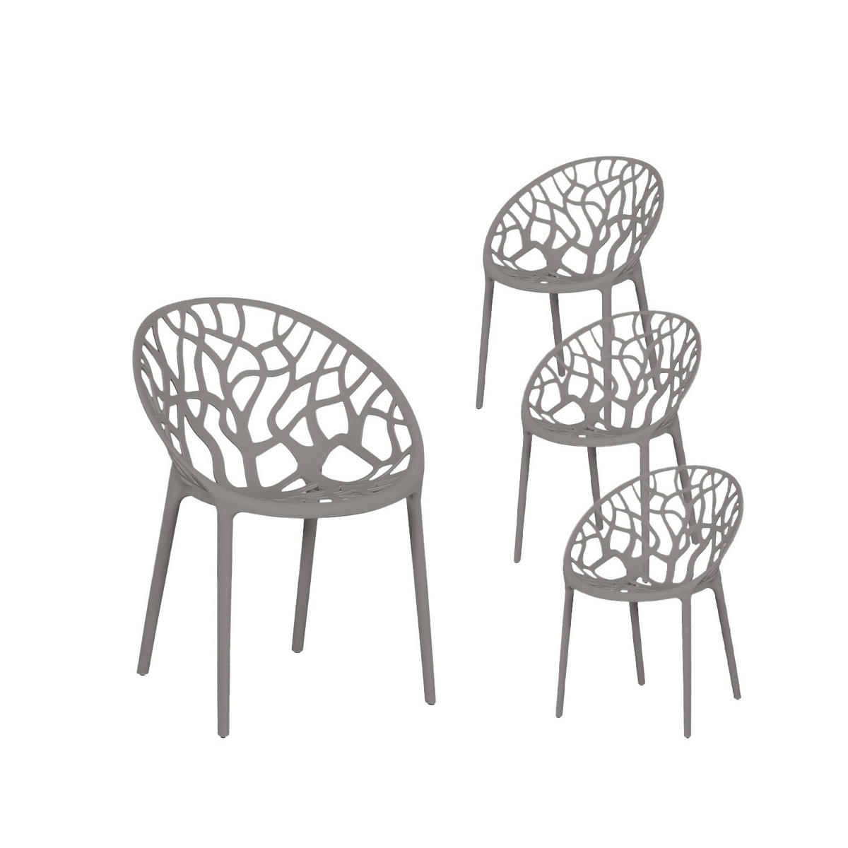 GARTENSTUHL Rhona Grau 52 cm x 79 cm 4er-Set - Grau, Kunststoff (52/79/60cm) - Klast Home