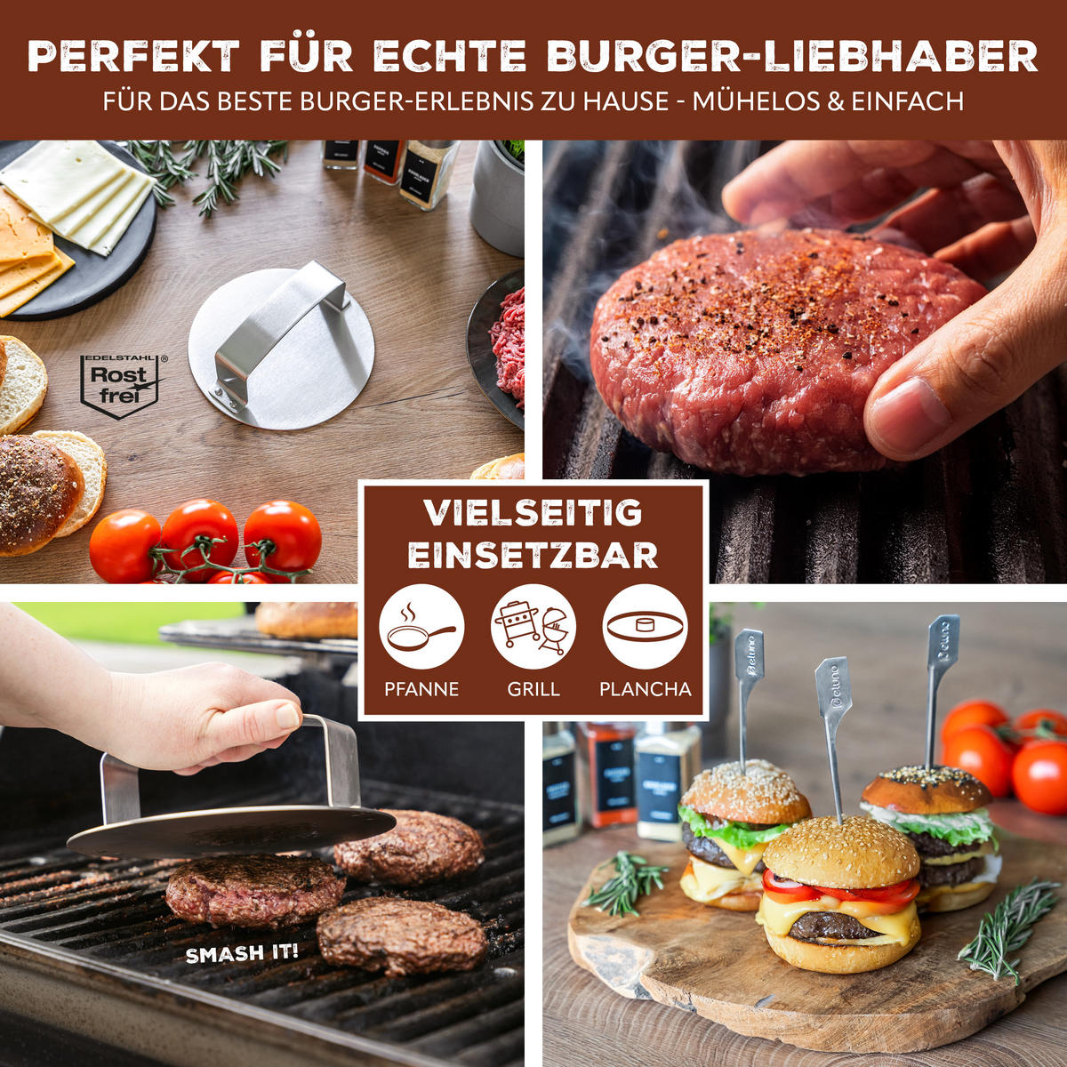 BURGER SET 5tlg - Silberfarben, Metall (18/6/18cm) - bremermann