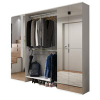 GARDEROBENSCHRANK weiß 232 cm, Flurgarderobe XXL mit Spiegeltüren - Chromfarben/Weiß, Holzwerkstoff/Kunststoff (232/193/34cm) - Inn.Furn