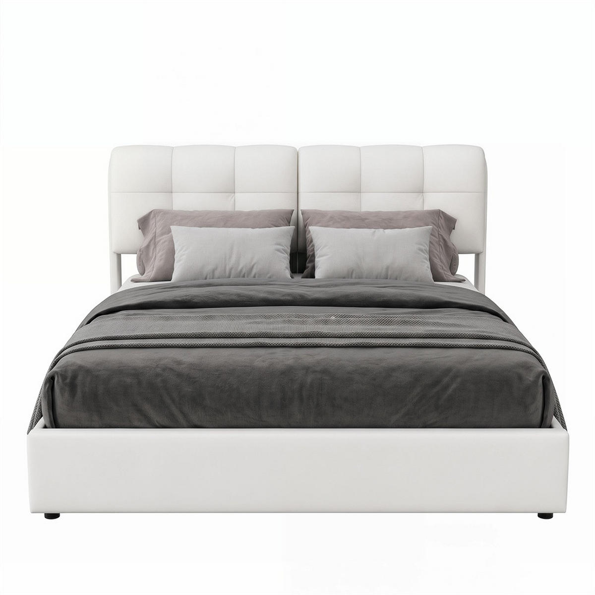 POLSTERBETT 160x200 cm mit hydraulischer Hubfunktion - Doppelbett mit LED-Beleuchtung - ohne Matratze - Cremeweiß - Beige, Textil (160/200cm) - DELFA