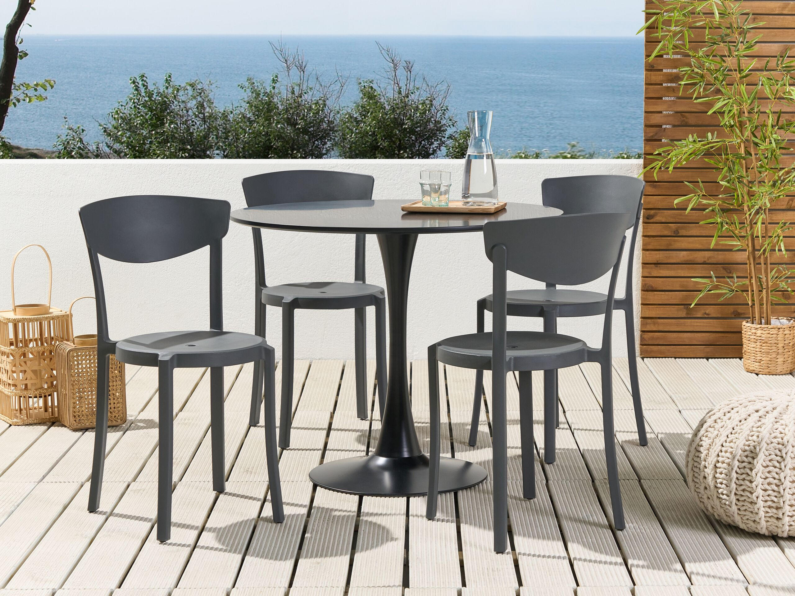 GARTENSTÜHLE 4er-Set Kunststoff dunkelgrau Vieste - Grau, Kunststoff (42/80/40cm) - Beliani