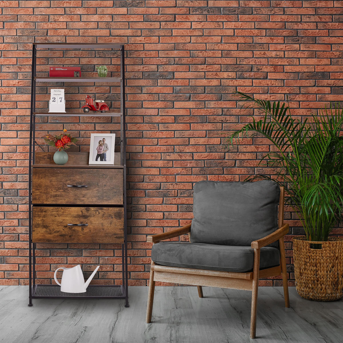 VINTAGE-REGAL - Multicolor, Holz/Holzwerkstoff (60/164/41.5cm) - Relaxdays