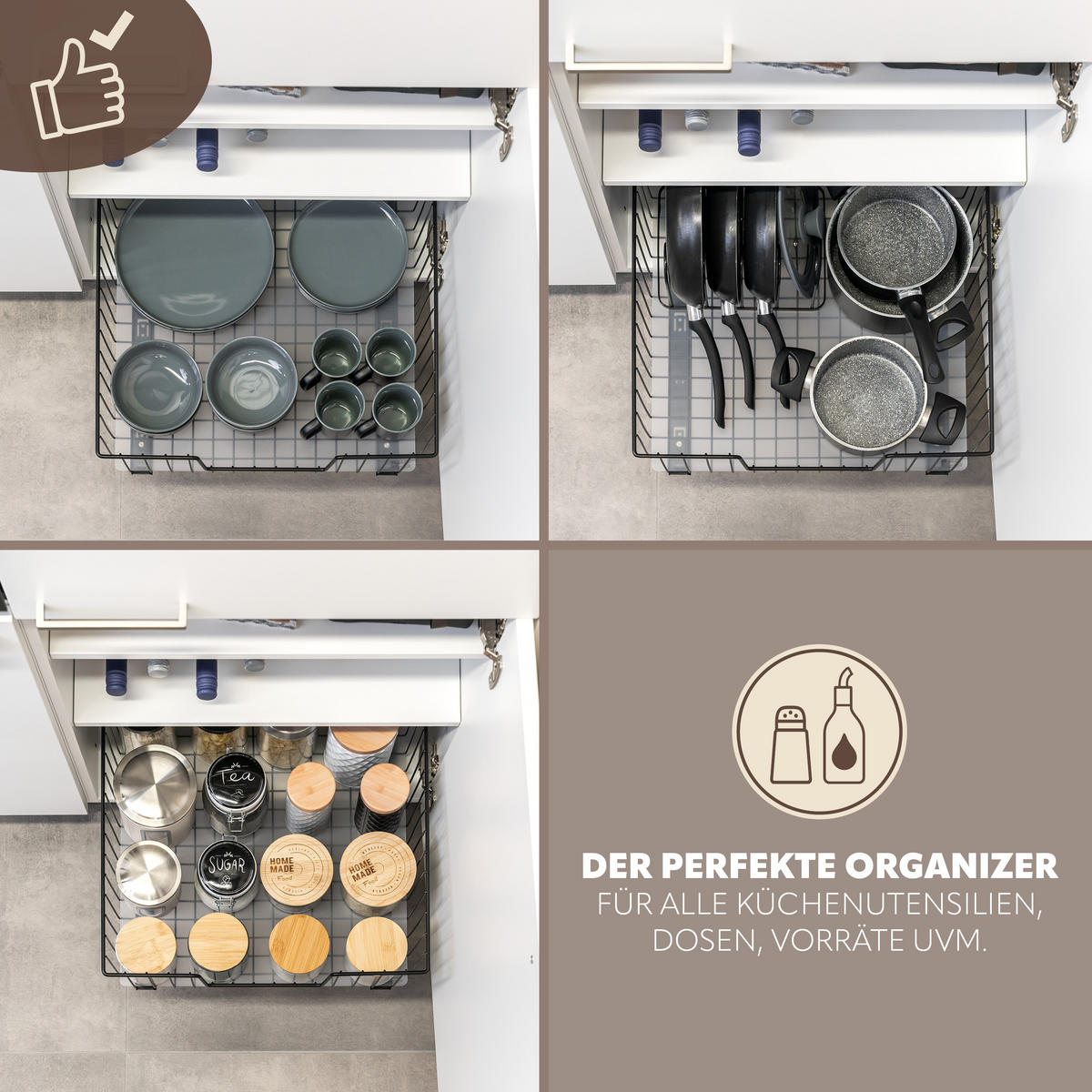 SCHRANK-KORBAUSZUG 50 cm, schwarz, Metall - Schwarz, Metall (50/23/50.5cm) - bremermann