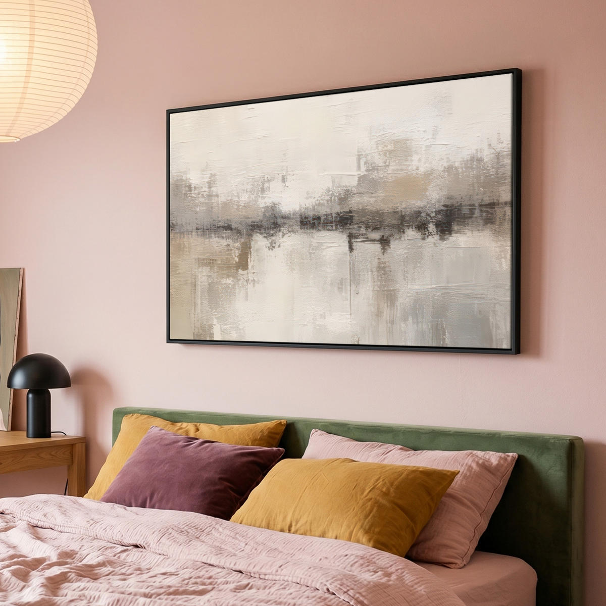 LEINWAND Bilder mit Rahmen - Moderne Kunst - Abstrakt - Beige - 120x80 - Beige, Textil (120/80cm) - MuchoWow