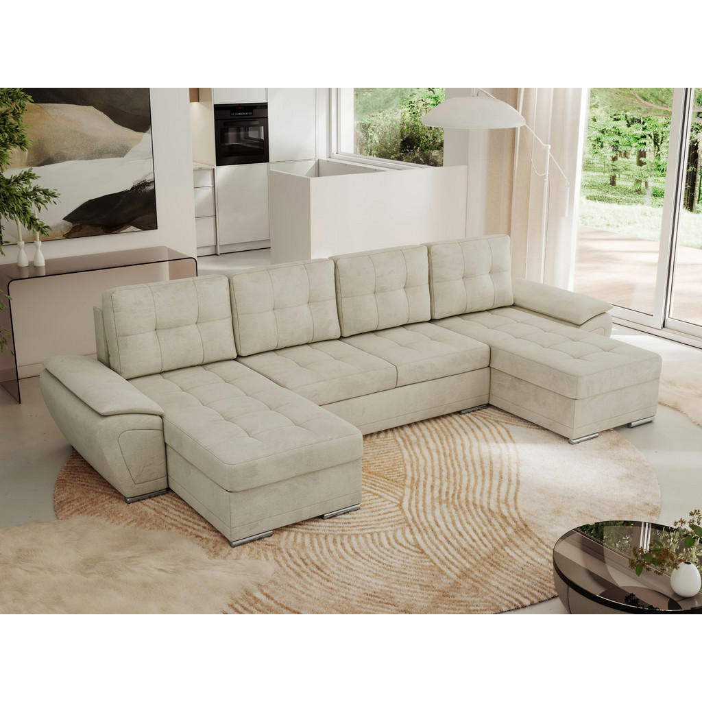 Thumbnail - MKS Wohnlandschaft, Beige, Textil, 5-Sitzer, U-Form, 336x85x157 cm, Wohnzimmer, Sofas & Couches, Wohnlandschaften, Wohnl...