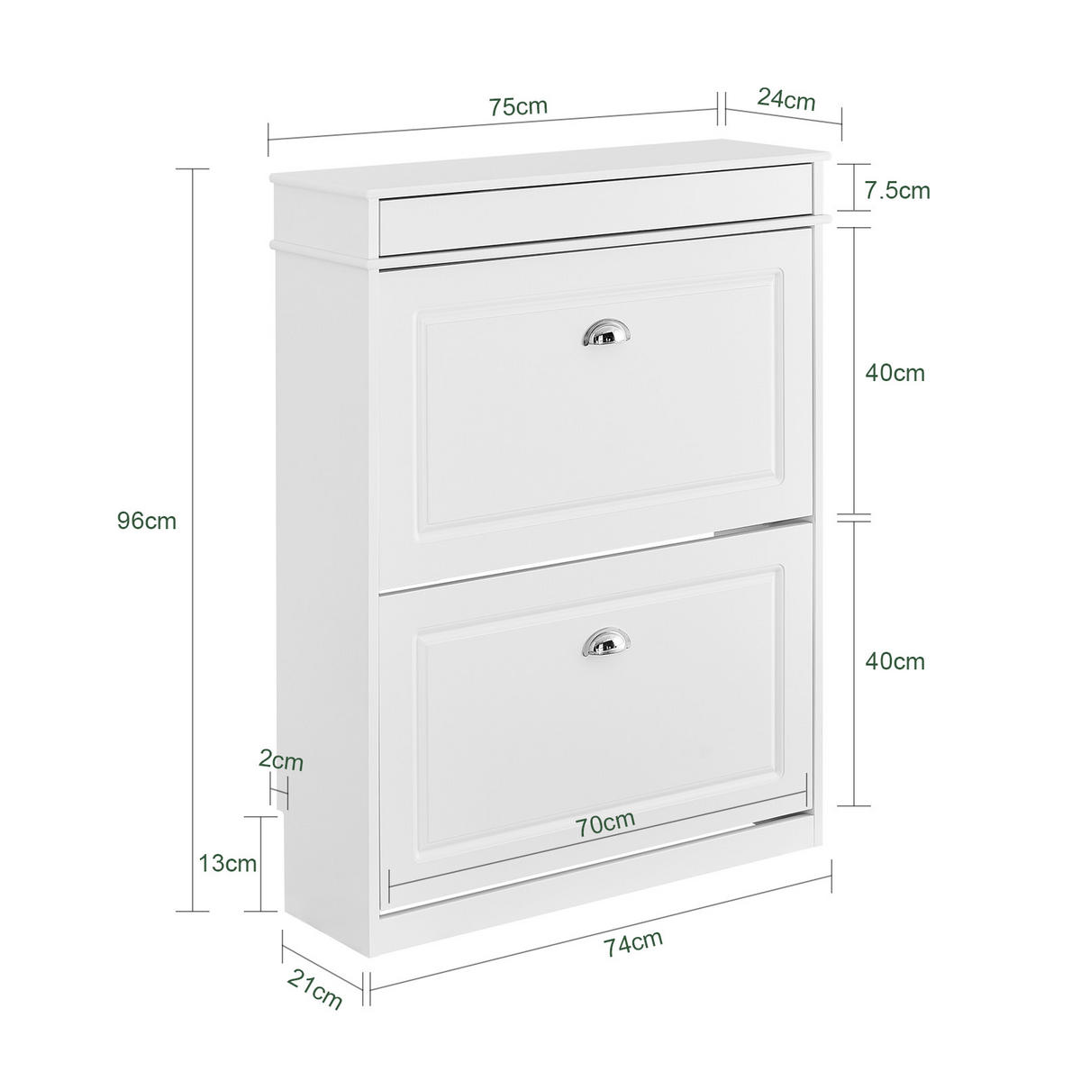 SCHUHSCHRANK Weiß - Weiß, Holzwerkstoff (75/96/24cm) - SoBuy