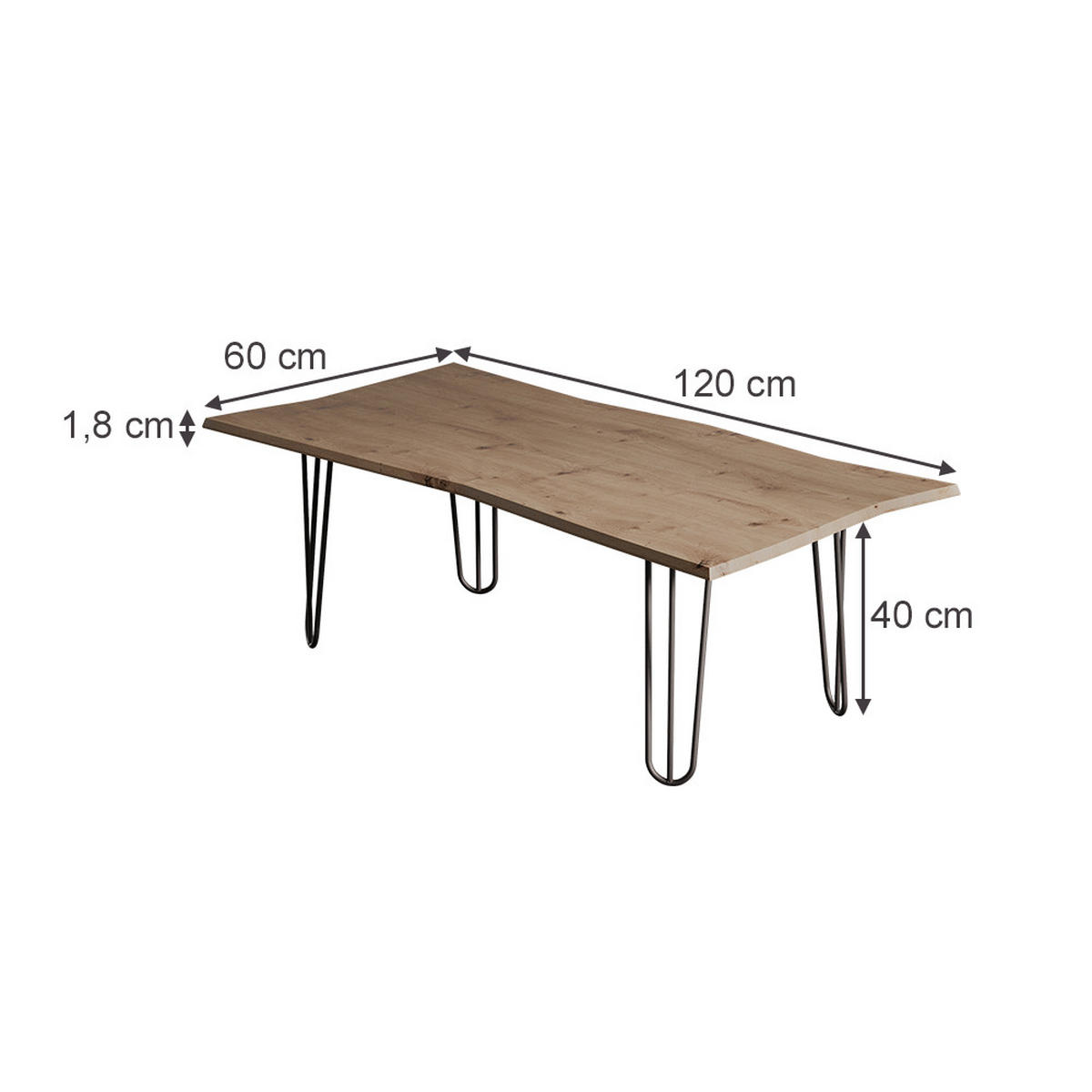 COUCHTISCH Yan Artisan 120 x 60 cm - Hellgrau, Holzwerkstoff (60/120/40cm) - Vicco