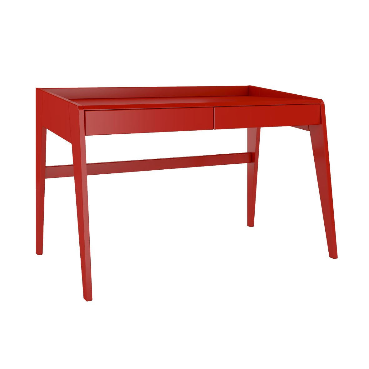 SCHREIBTISCH Lisa, 125/70/81 cm in Rot, Buchenholz - Rot, Holz/Buchenholz (70/125/81cm) - Visby