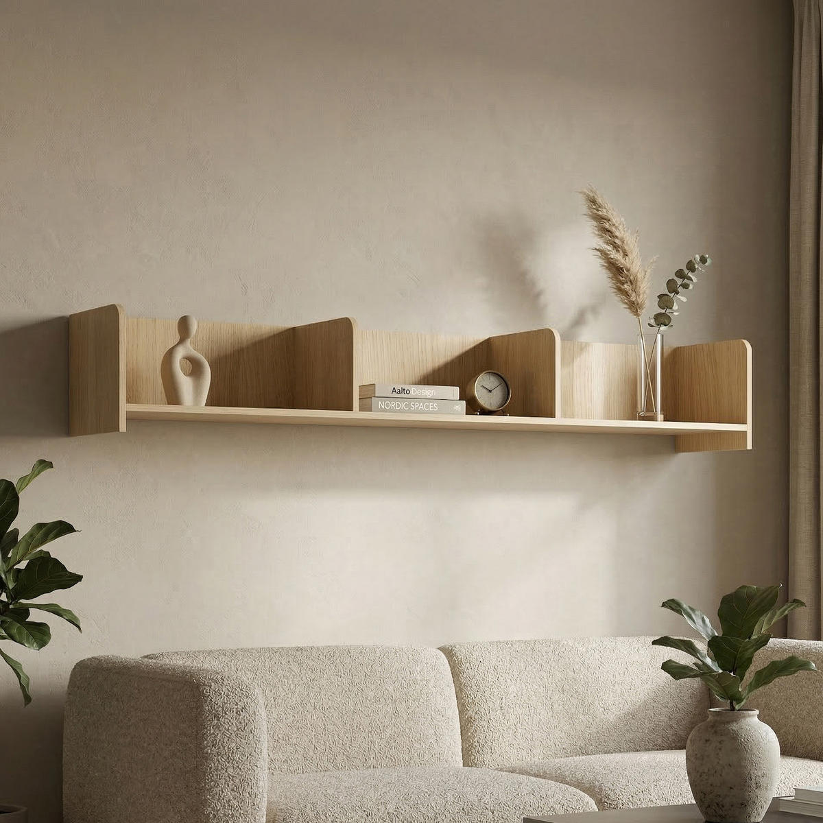 WANDREGAL Positivo mit Trennwänden, 180 cm, Mavelie-Eiche - Eichefarben, Holzwerkstoff (183/27/27cm) - Beautysofa