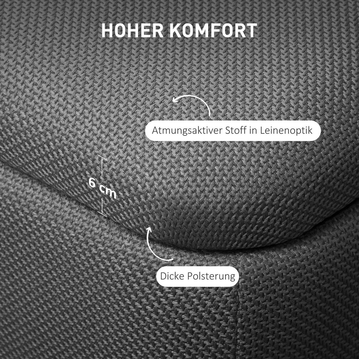 TRUHENBANK DE-07162 Leinenimitat, Kautschukholzbeine, Dunkelgrau - Dunkelgrau, Holz/Textil (44/44.5/111cm) - ComfortXL