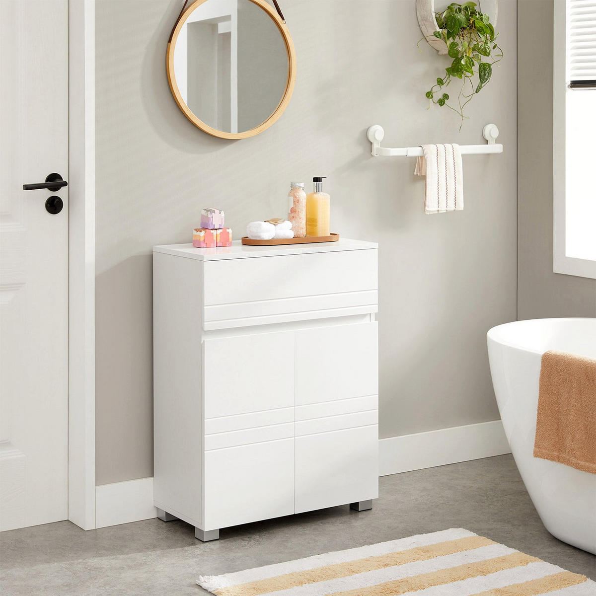 BADEZIMMERSCHRANK THIMPHU - Weiß, Holzwerkstoff (30/80/60cm) - Hansiro