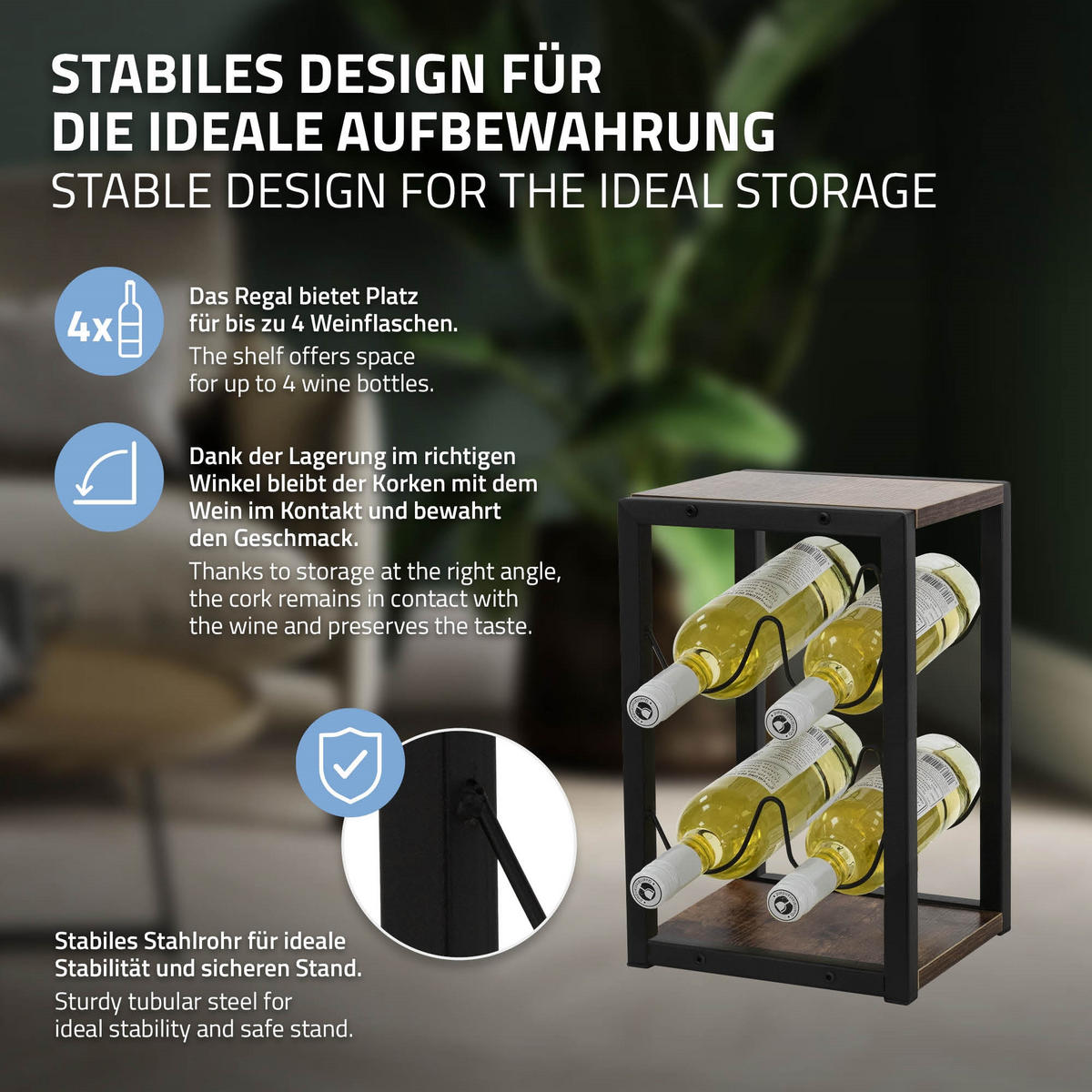 WEINREGAL - Braun, Metall (21/37/24cm) - ML-DESIGN