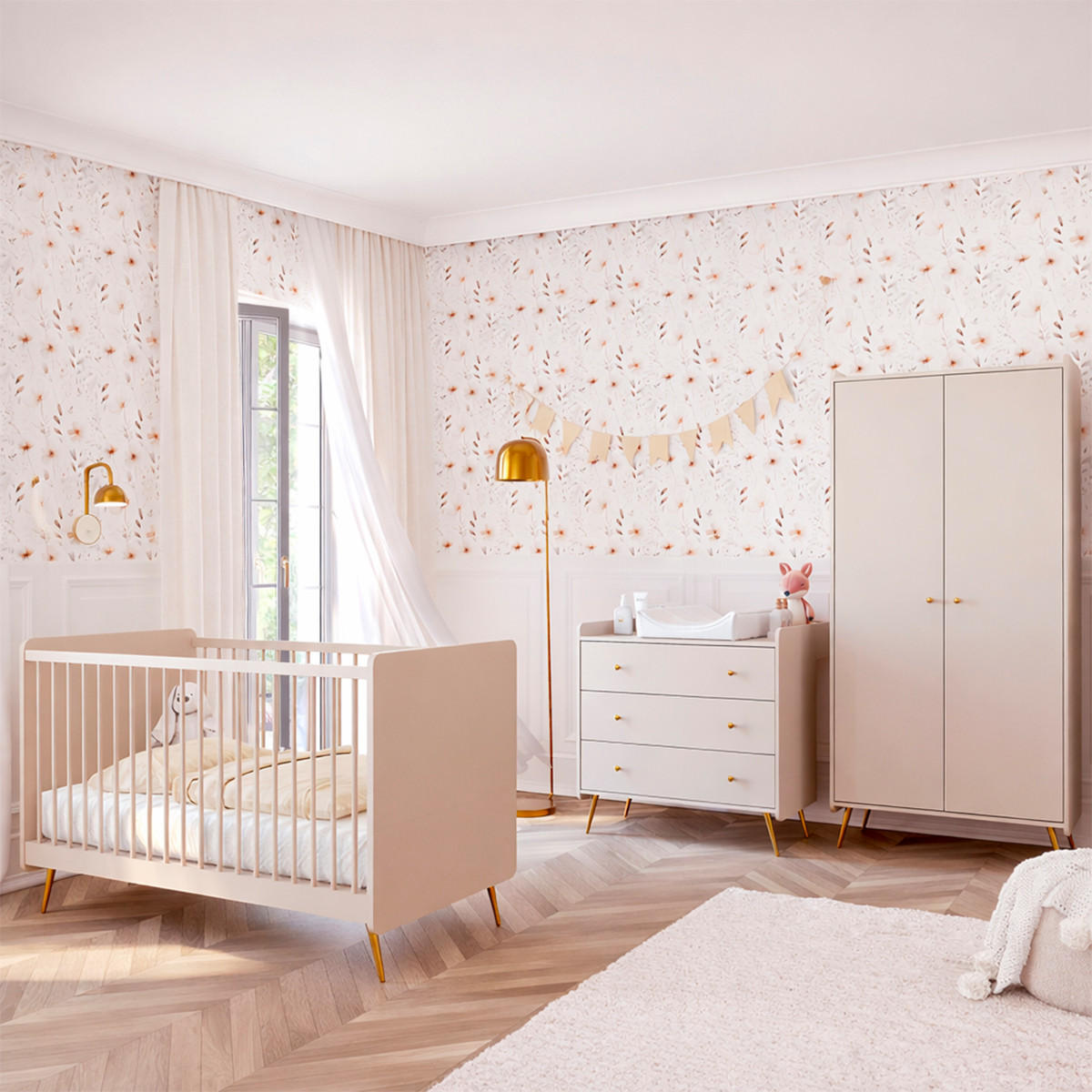 BABYZIMMER 3-teilig Lunea Kaschmir - Beige, Holzwerkstoff (143.4/91/74.8cm) - Petits-meubles