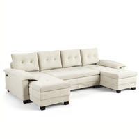SOFA-BETT U-Form mit USB und Schlaffunktion 278 cm Chenille Beige - Beige, Textil (127/87/278cm) - Meubliv