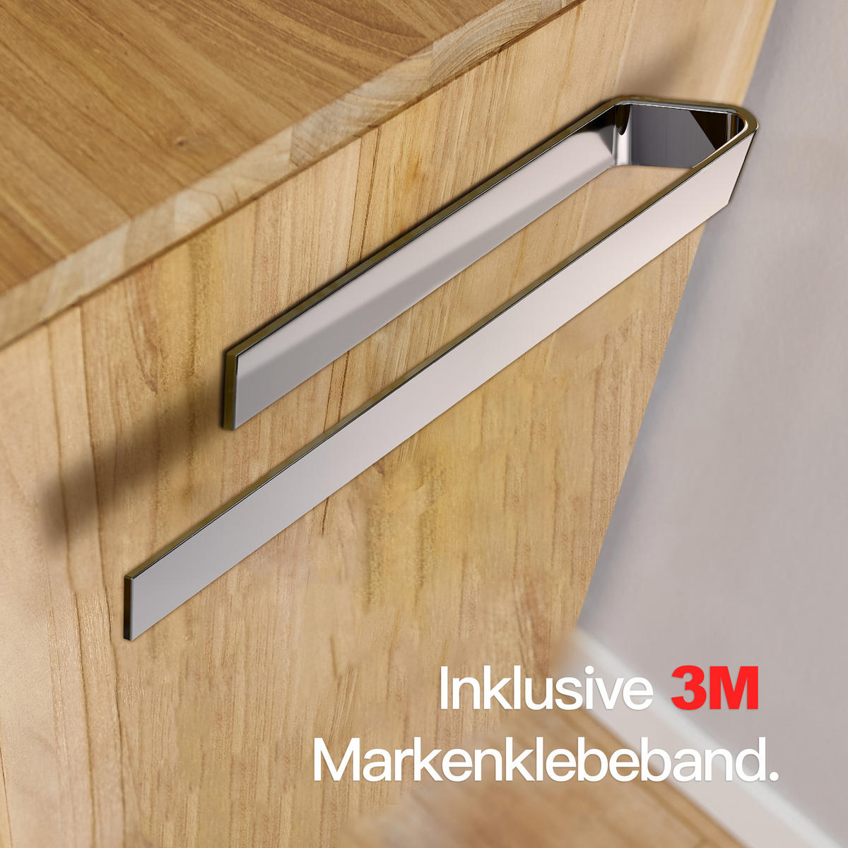 HANDTUCHHALTER OHNE BOHREN 40 cm Chrom - Chromfarben, Metall (40/4/6cm) - Designfabrik Hamburg