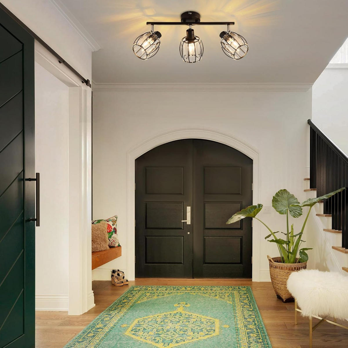 DECKENSTRAHLER Strahlinde 16/21/40 cm - Schwarz, Glas (40/16/21cm) - ZMH