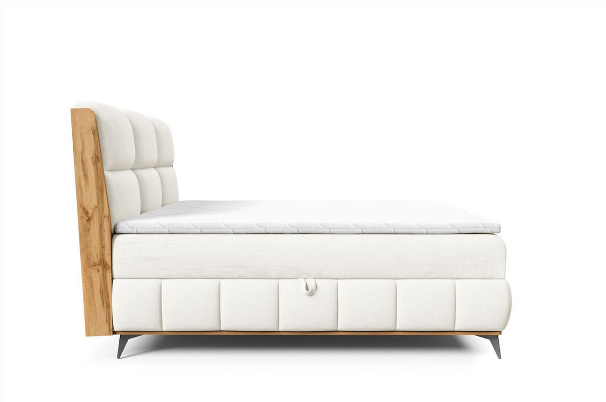 BOXBETT Charlie Premium - Ecru, Holzwerkstoff/Textil (180/200cm) - Fun Möbel