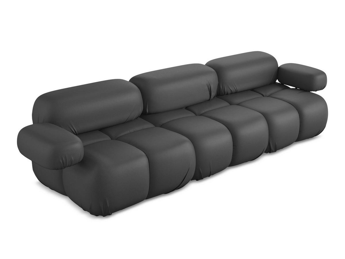 3-SITZER SOFA Kunstleder Grau - Beige/Schwarz, Leder/Kunststoff (285/70/96cm) - Makamii