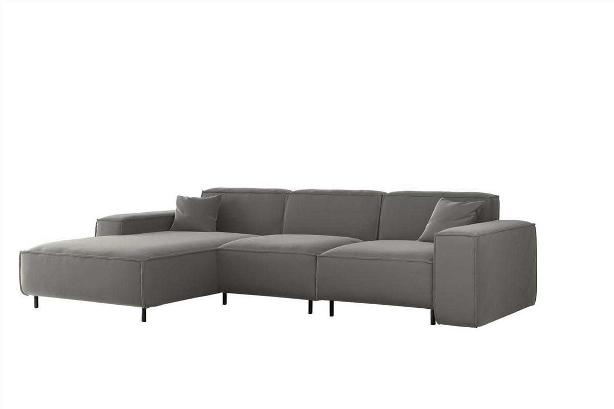 ECKSOFA Gloria In Tiffani - Grau, Holzwerkstoff/Textil (165/266cm) - Fun Möbel