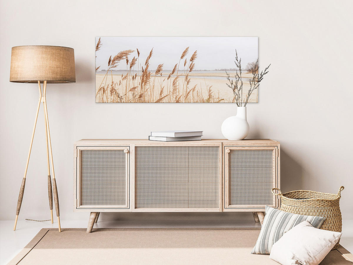 GLASBILD 125x50 cm Strand beige - Beige, Glas (125/50cm) - artissimo