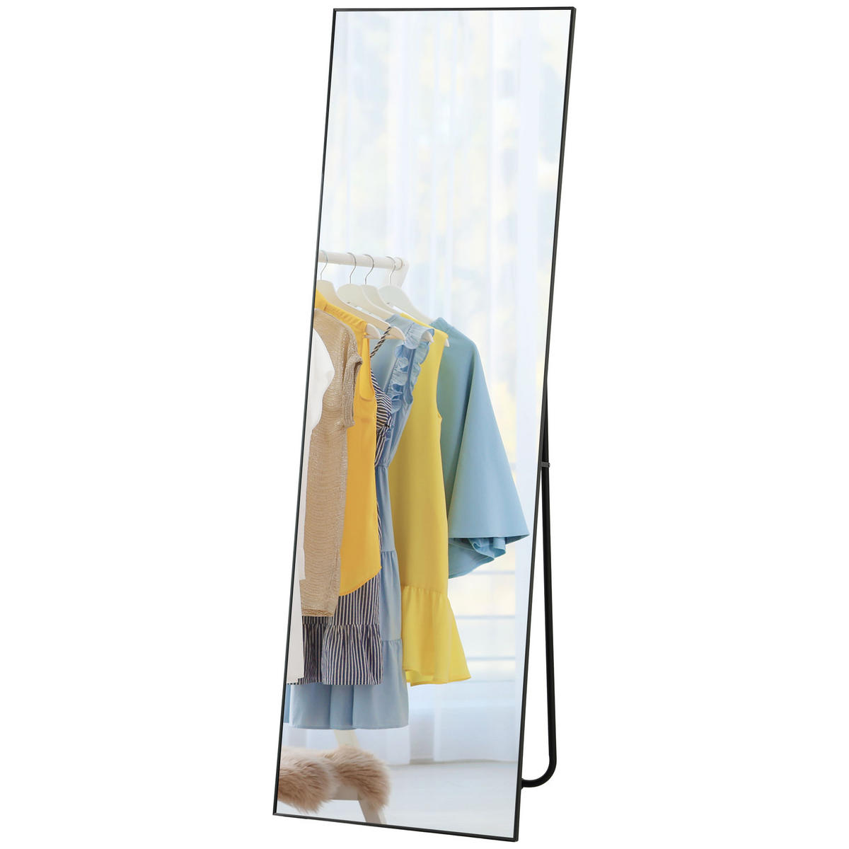 STANDSPIEGEL DE-17925 50x160 cm mit 3-in-1 Nutzung Schwarz - Schwarz, Glas (50/160/4cm) - ComfortXL