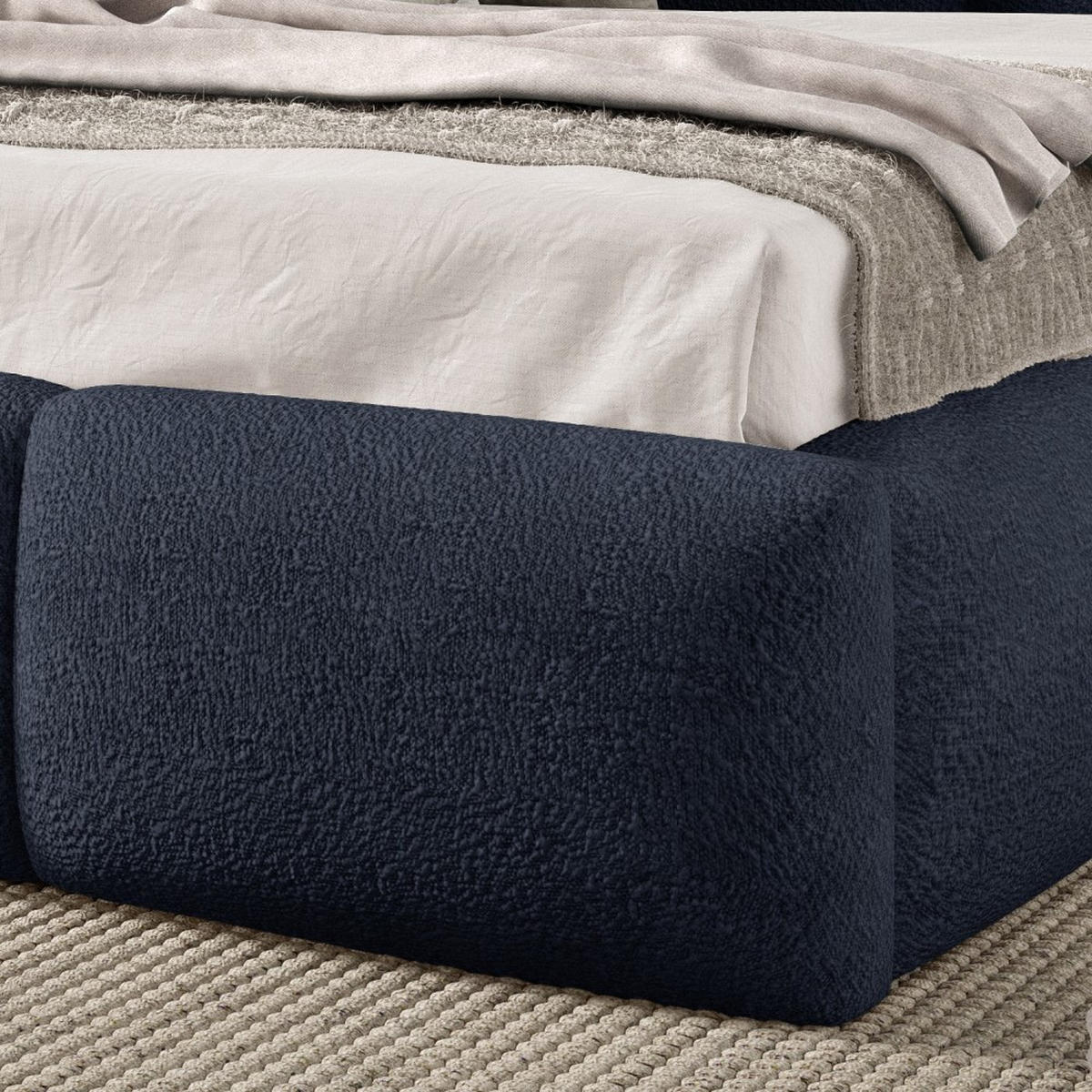 POLSTERBETT Bero, 180x180, Bouclé-Stoff, Marineblau - Dunkelblau, Textil (180/200cm) - Beautysofa