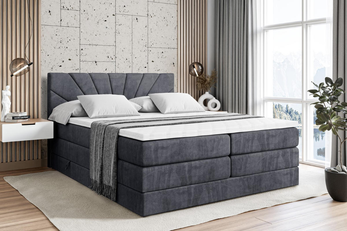 BOXSPRINGBETT MILTIO KING - 140x200 - H3/H4 - Dunkelgrau - Dunkelgrau, Holzwerkstoff (140/200cm) - ALTDECOR