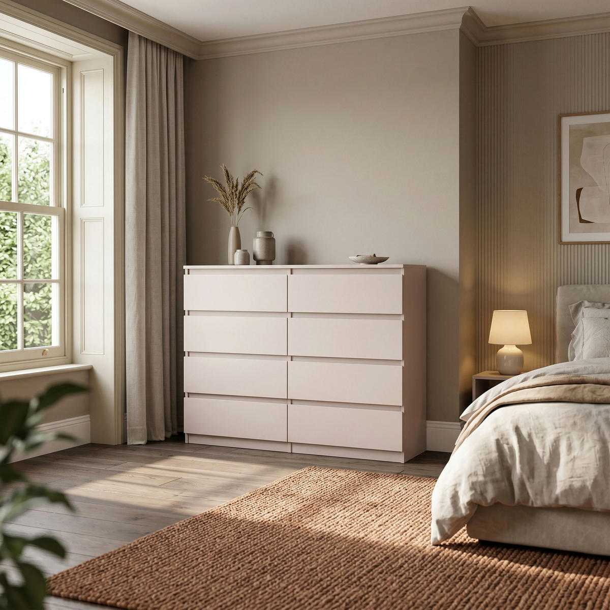 KOMMODE NUDO 120/101,5/39cm mit 8 Schubladen Türen Kaschmir - Kaschmir, Holzwerkstoff (120/101.5/39cm) - MASSENO