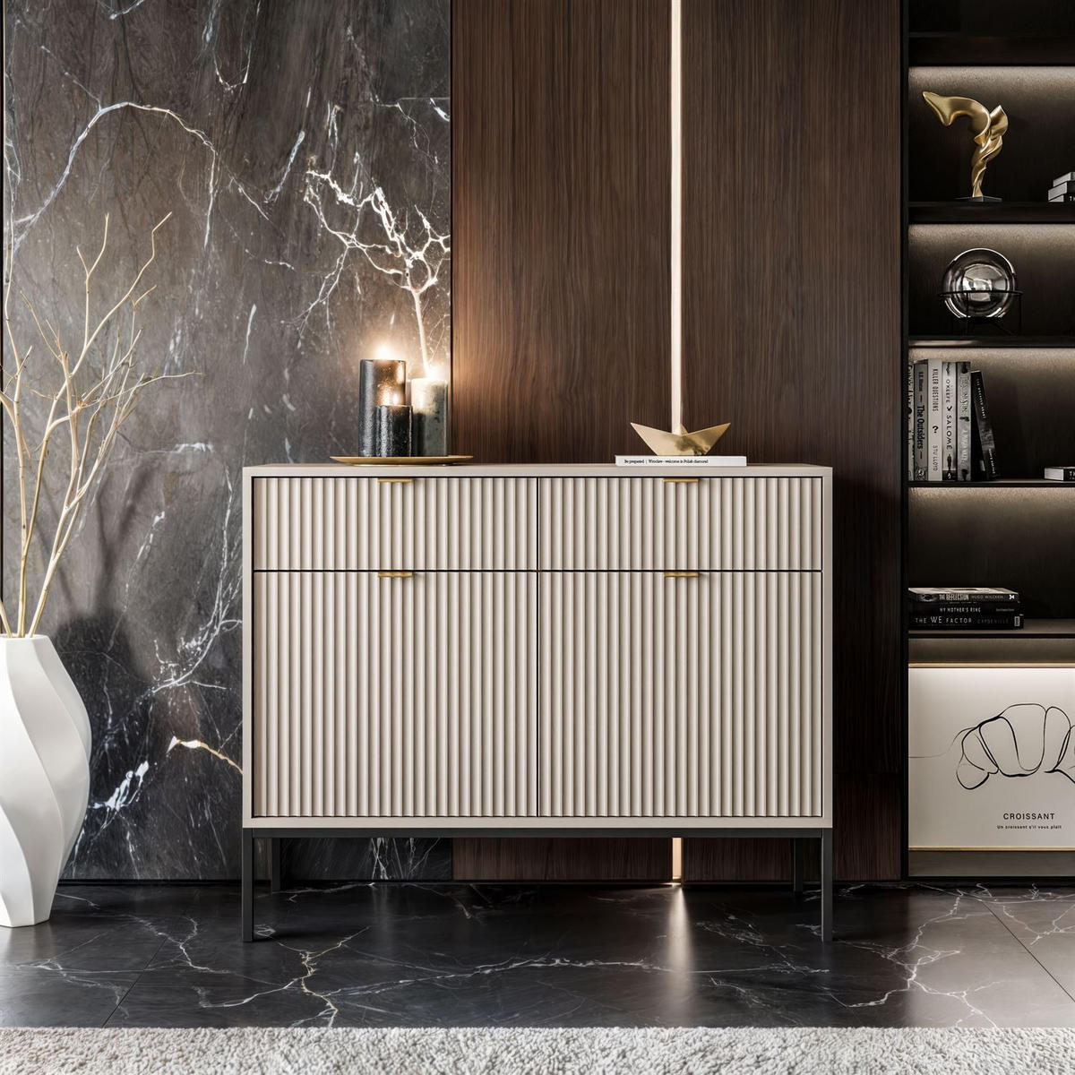 KOMMODE CORTADO KSZ104 MIT SCHUBLADEN KASCHMIR - Beige, Holzwerkstoff (104/83/39cm) - Lookway