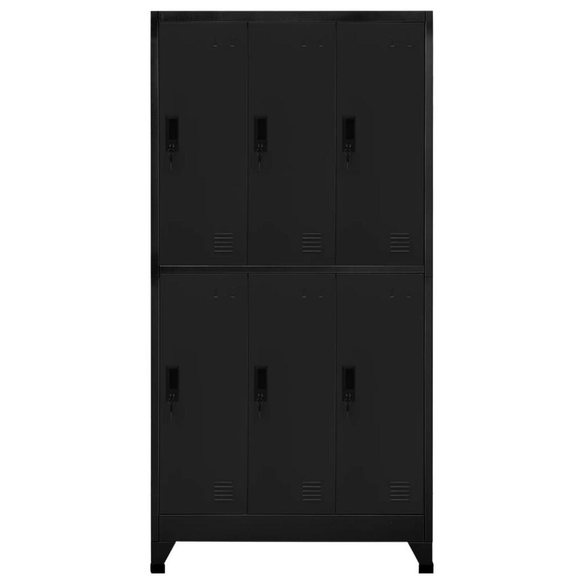 SCHLIESSFACHSCHRANK mit 6 Schließfächern, 90/45/180 cm, aus Stahl, in Schwarz - Schwarz, Metall (90/180/45cm) - vidaXL