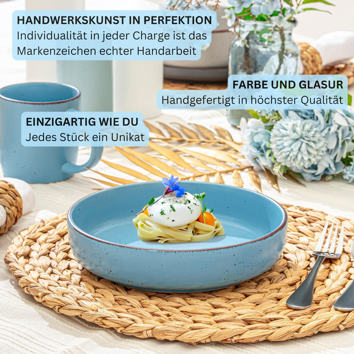 TAFELSERVICE BOMBAY SAPHIR - 16 teilig aus Steingut - Blau, Stein (27/6.5/27cm) - Sänger