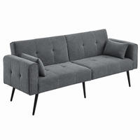 SCHLAFSOFA mit verstellbarer Rückenlehne Stoff Grau - Grau, Holzwerkstoff (175/71/71cm) - Meubliv
