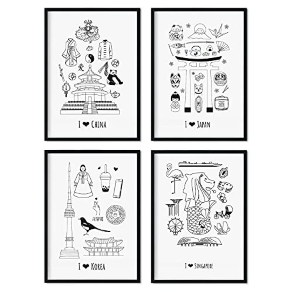 POSTER Set mit 4 Plats Asien A3 Rahmenlos - Klar, Papier (29.7/3cm) - Nacnic