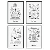 POSTER Set mit 4 Plats Asien A3 Rahmenlos - Klar, Papier (29.7/3cm) - Nacnic
